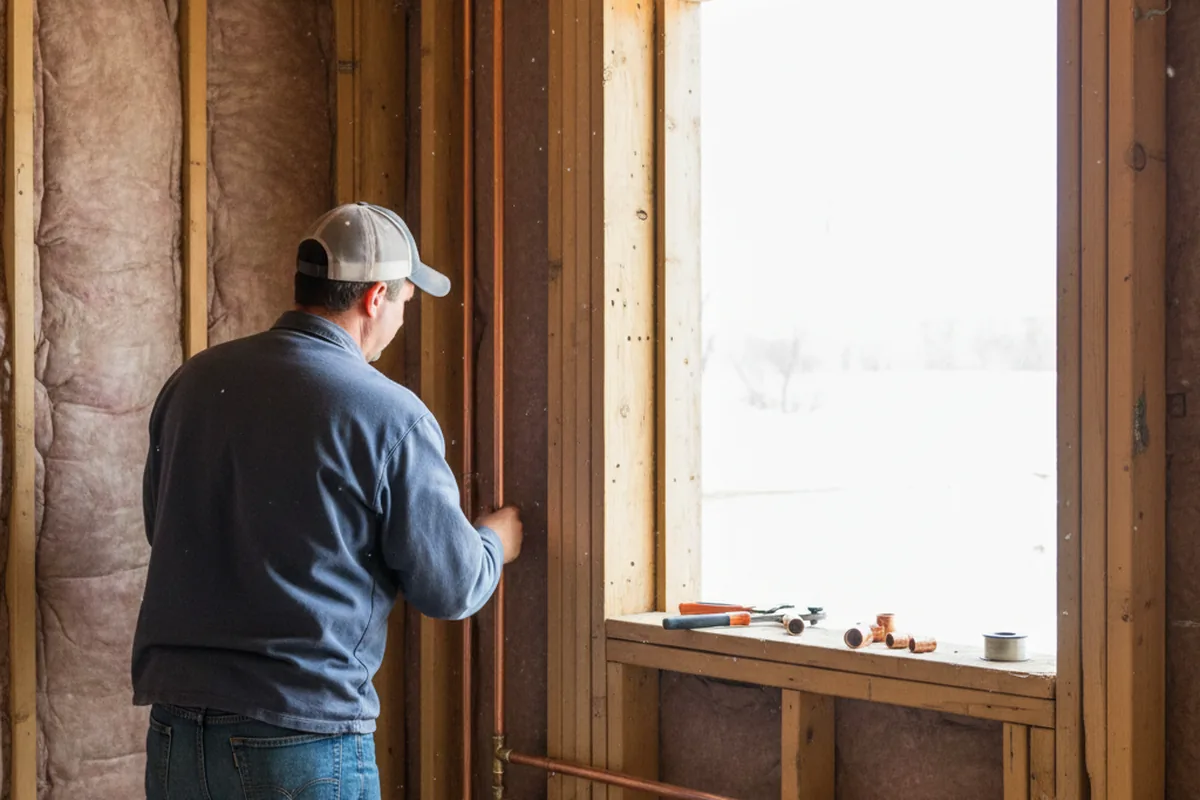 Licensed plumber running new copper supply lines in a Needville home
