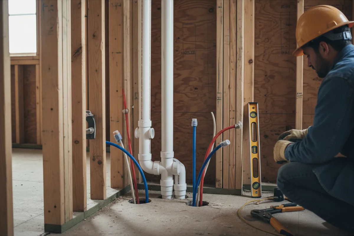 Drain and supply rough-in during Toilet Repair and Installation in Needville