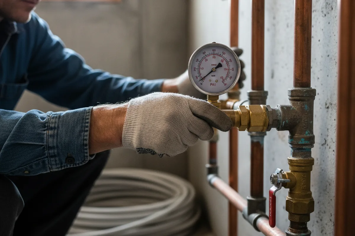 Pressure testing a repaired line during Water Line Repair in Needville